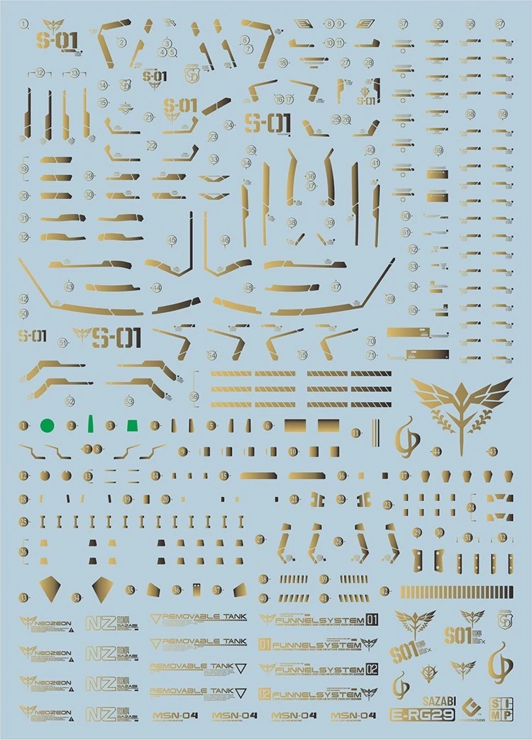 C64 RG MSN-04 Sazabi Metallic Gold Ver. Decal Set 4 C64 RG MSN-04 Sazabi Metallic Gold Ver. Decal Set - Image 2