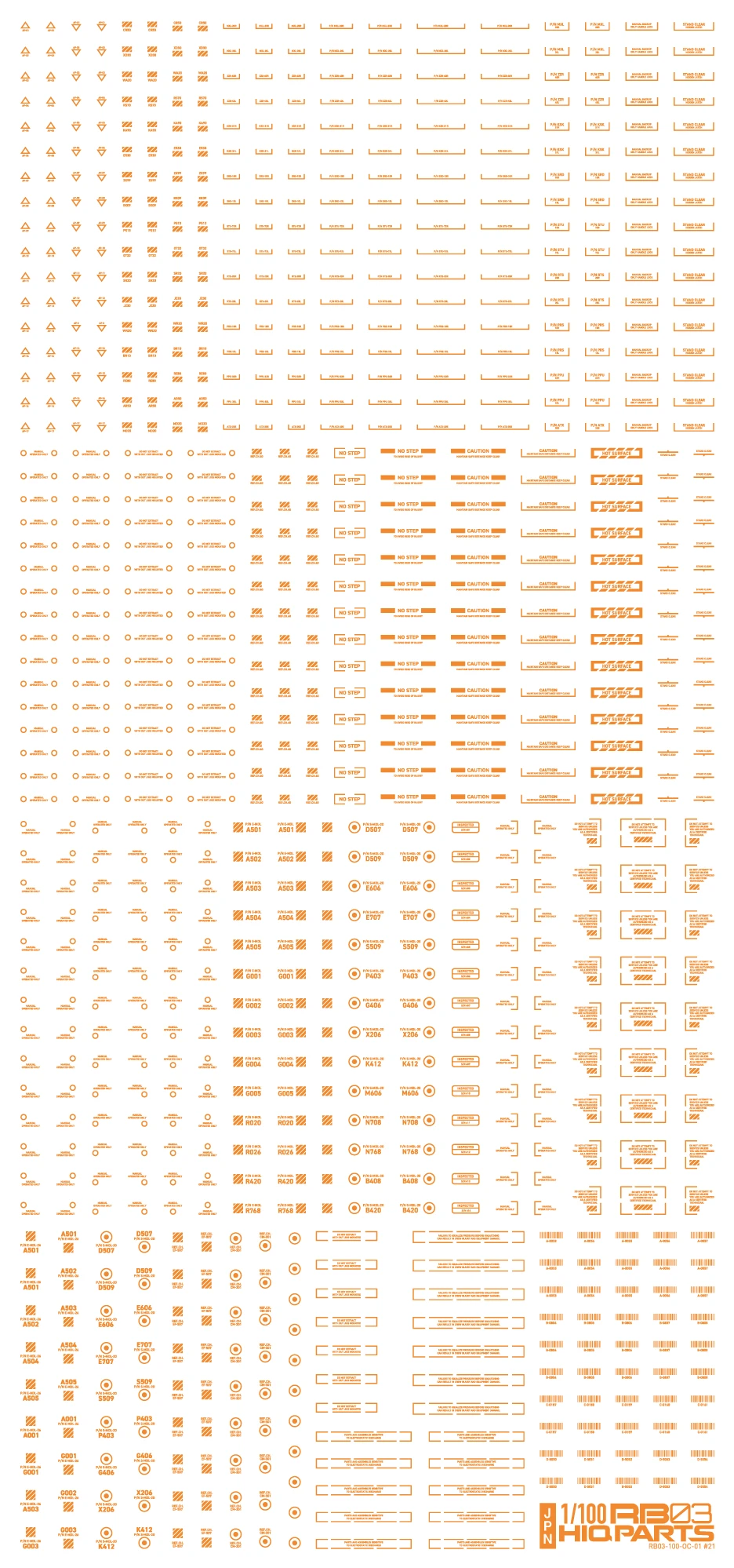 1/100 RB03 Caution Decal One Color Orange (1 Pc) 4 1/100 RB03 Caution Decal One Color Orange (1 Pc) - Image 2
