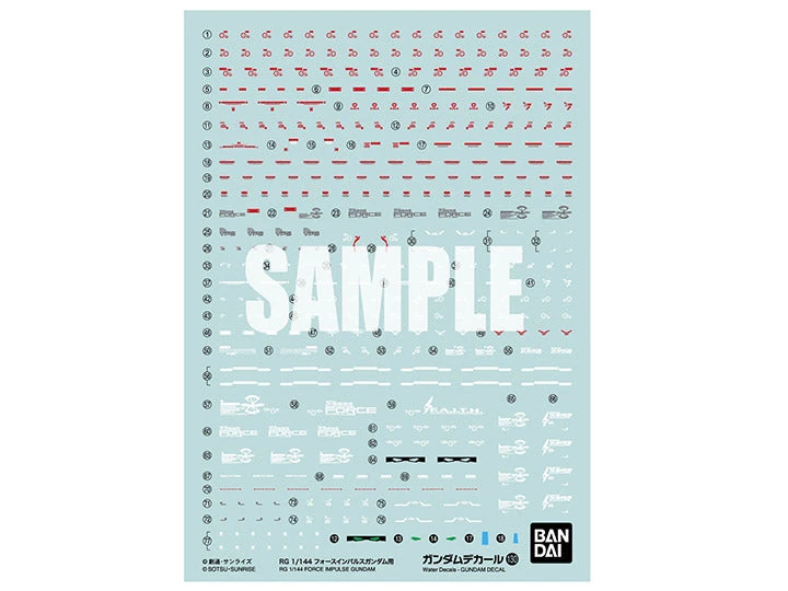 Bandai Gundam Decal No.130 RG 1/144 Force Impulse Gundam Decal Sheets 3 Bandai Gundam Decal No.130 RG 1/144 Force Impulse Gundam Decal Sheets