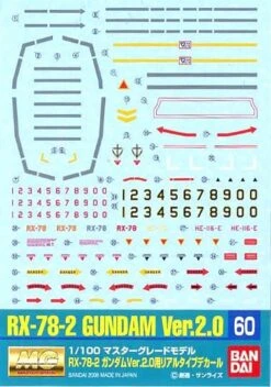 Bandai Gundam Decal 60 - MG Gundam Ver 2.0