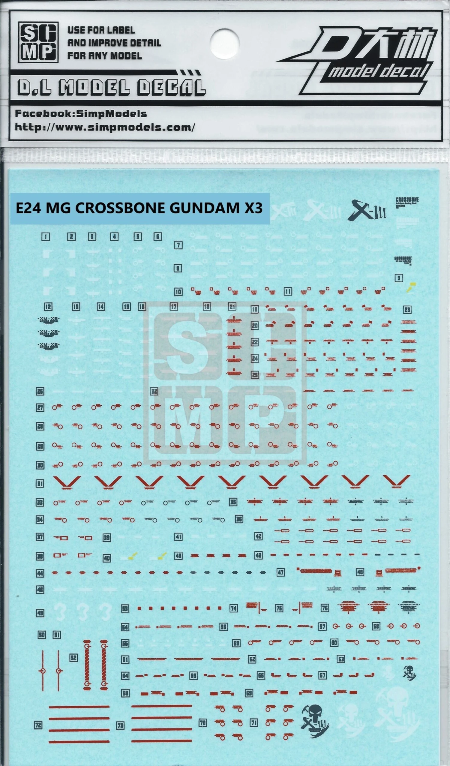 MG Crossbone Gundam X3 Water Slide Decal 3 MG Crossbone Gundam X3 Water Slide Decal