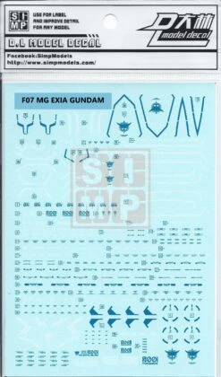 MG Gundam Exia Water Slide Decal