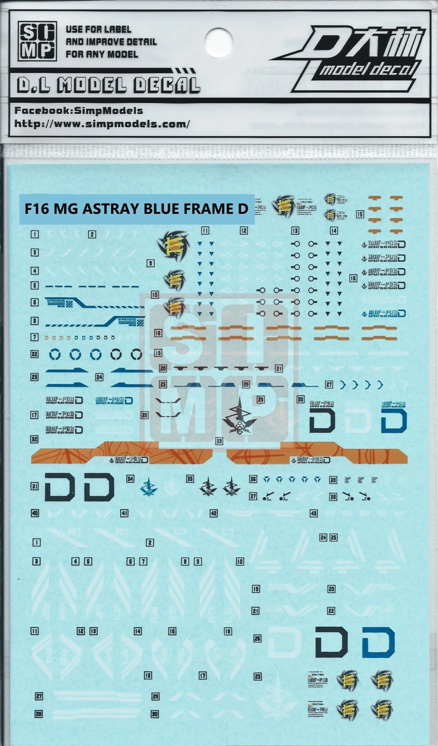 MG Astray Blue Frame D Water Slide Decal 3 MG Astray Blue Frame D Water Slide Decal