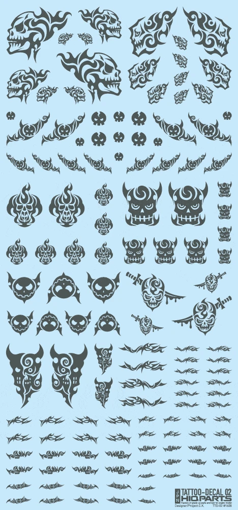 Tattoo Decal 02 "Skull" Tattoo Gray(1pc) 3 Tattoo Decal 02 "Skull" Tattoo Gray(1pc)