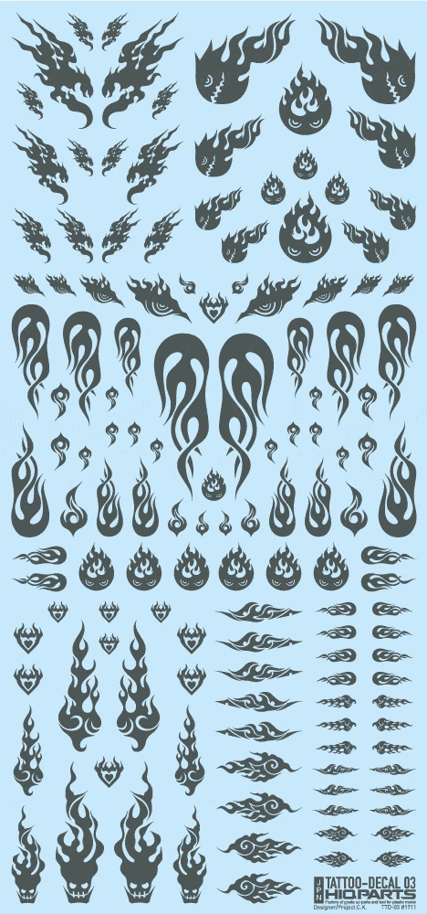 Tattoo Decal 03 "Fire" Tattoo Gray(1pc) 3 Tattoo Decal 03 "Fire" Tattoo Gray(1pc)