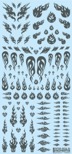 Tattoo Decal 03 "Fire" Tattoo Gray(1pc)