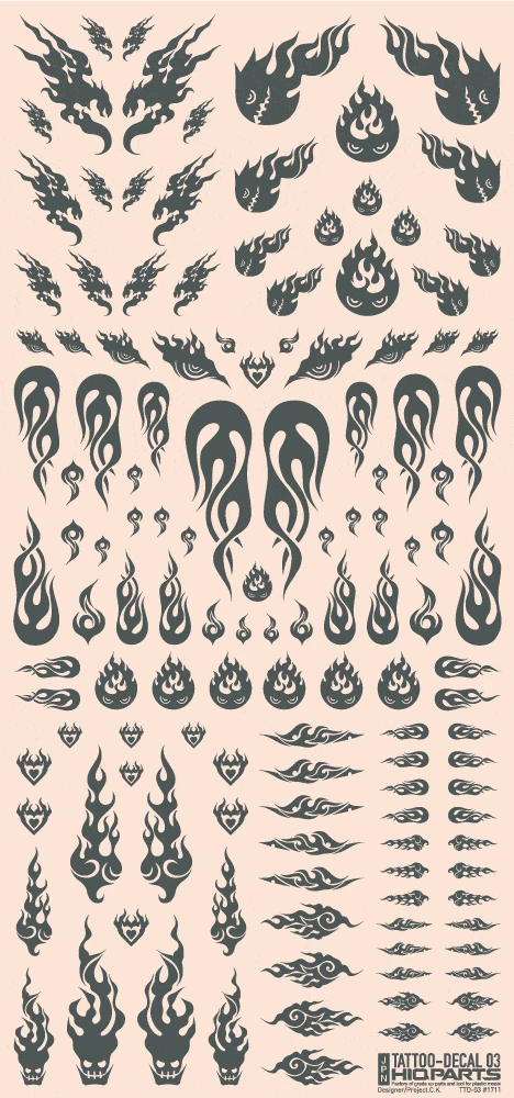 Tattoo Decal 03 "Fire" Tattoo Gray(1pc) 4 Tattoo Decal 03 "Fire" Tattoo Gray(1pc) - Image 2