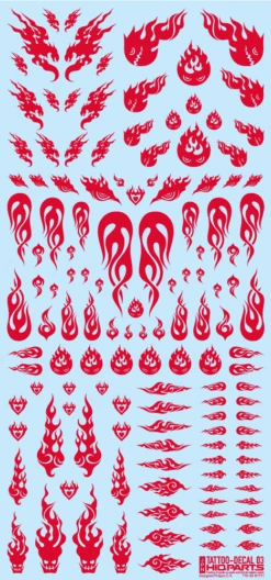 Tattoo Decal 03 "Fire" Red(1pc)