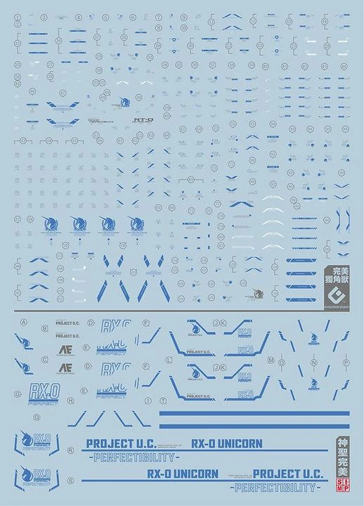C51 RG / HG Unicorn Gundam Perfectibility (Blue) Decal Sheet 4 C51 RG / HG Unicorn Gundam Perfectibility (Blue) Decal Sheet - Image 2