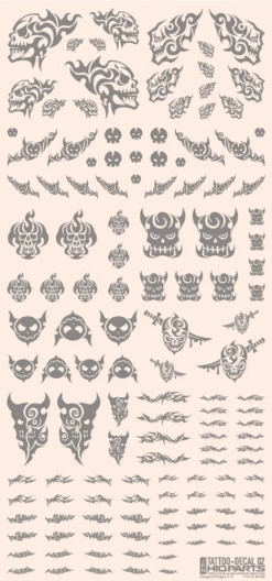 Tattoo Decal 02 "Skull" Clear Black(1pc) -Model Circuit Shop skullgrey1 1