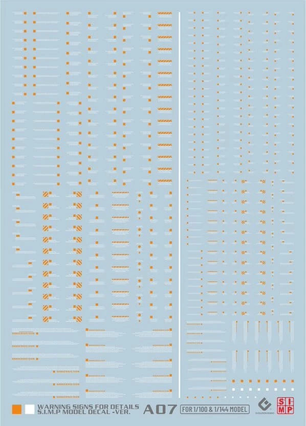 A07-1 General Caution Sign Orange & White Decal Sheet 3 A07-1 General Caution Sign Orange & White Decal Sheet